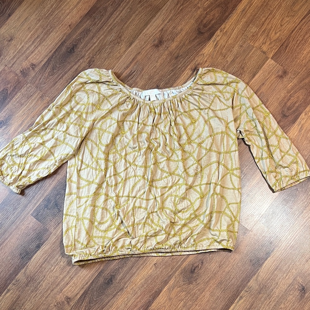 NWT - Michael Kors Gold Patterned Blouse